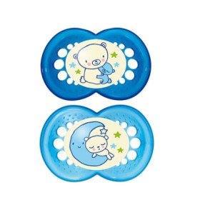 Mam Night Σιλικόνης Μπλε Γαλάζιο με Αρκουδάκια 6m+ 2τμχ