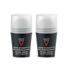 Vichy Deodorant Homme Anti Transpirant 72h Roll On Ανδρικό Αποσμητικό Έντονης Εφίδρωσης με Άρωμα -50% ΕΚΠΤΩΣΗ ΣΤΟ 2ο ΠΡΟΪΟΝ, 2 x 50ml