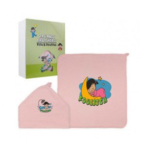 VICAN FOULITSA SET ΚΟΥΒΕΡΤΑ(70CMΧ75CM)-ΜΠΟΥΡΝΟΥΖΙ(80CMX80CM) ΚΑΙ ΓΑΝΤΑΚΙΑ(ONE SIZE) ΣΕ ΡΟΖ ΧΡΩΜΑ