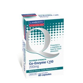 Lamberts Co-Enzyme Q10 200mg, 60 caps : Μοναδικές ευεργετικές ιδιότητες για την καρδιά και το ανοσοποιητικό σύστημα