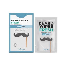 Vican Wise Men Beard Wipes Fresh Μαντηλάκια Καθάρισμου για Γένια 12 Μαντηλάκια